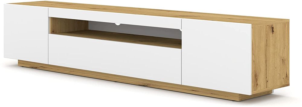 Homlando TV skrinka AURA 200 cm univerzálna, závesná alebo stojaca dub artisan / biely mat